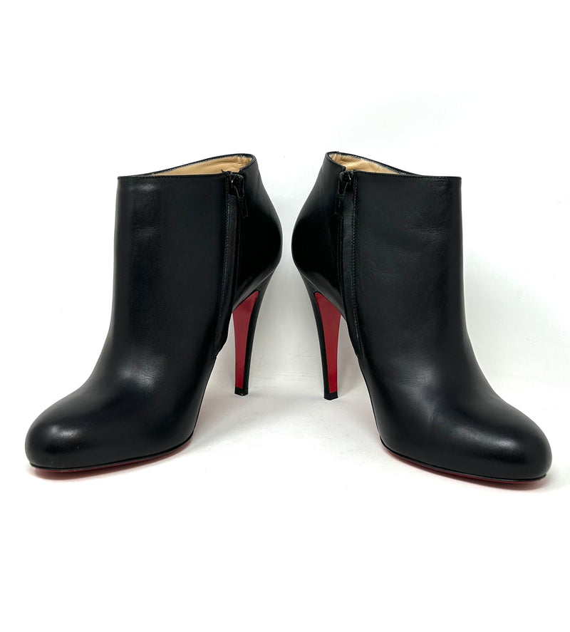 Christian Louboutin Belle 100 Black Calf Leather Heel Boots 39.5