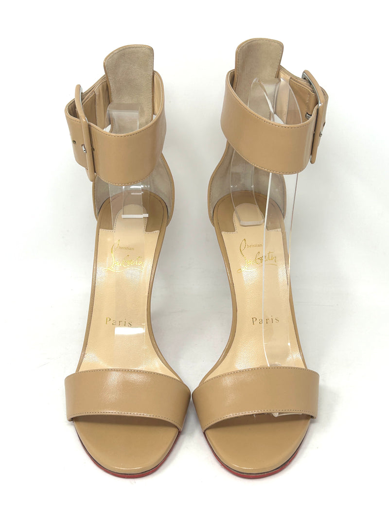 Christian Louboutin Blade Runana 100 Nude Leather Heel Sandals 38.5 UK 5.5