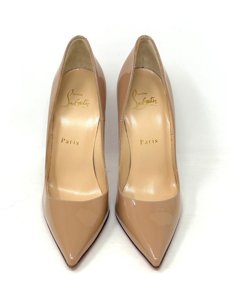 Christian Louboutin So Kate 120 Nude Patent Leather Pump Heels small 37 UK 4