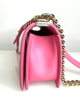 Chanel Preloved Boy Bag Pink Quilted Lambskin GTH Shoulder Bag