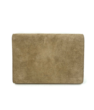 Gucci Mini Taupe Suede Wallet On Chain Bag