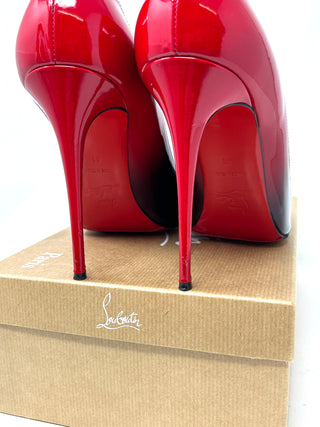 Christian Louboutin Kate 100 Black Red Degrade Patent Leather Pump Heels 41 UK 8