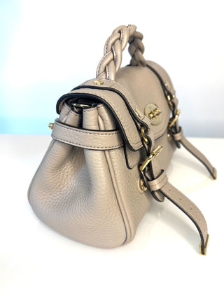 Mulberry Mini Alexa Cashmere Taupe Heavy Grain Leather Shoulder Bag