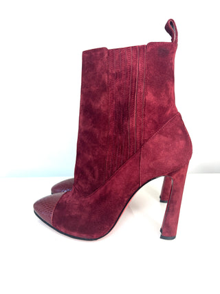 Christian Louboutin Me In The 90s 100 Burgundy Red Suede Ankle Boots – Size 40 / UK 7