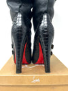 Christian Louboutin Loubi Bike 140 Black Leather Python Mid Calf Boots 40 UK 7