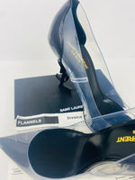 Transparent Saint Opyum 110 with Black Patent Leather Heels 38 UK5