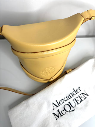 Alexander McQueen The Curve Cream Leather Bucket Shoulder Bag