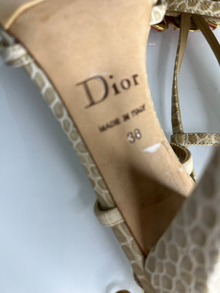 Christian Dior Croc-Effect & Orange Jewel Sandals – Size 36 / UK 3
