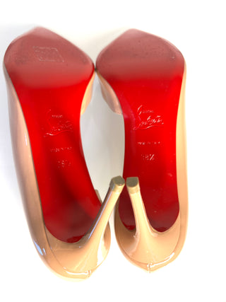 Christian Louboutin Iriza 85 Nude Patent Heels 38.5 UK5.5