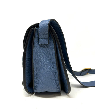 Gucci Bright Brit Blue Grained Leather Shoulder Bag