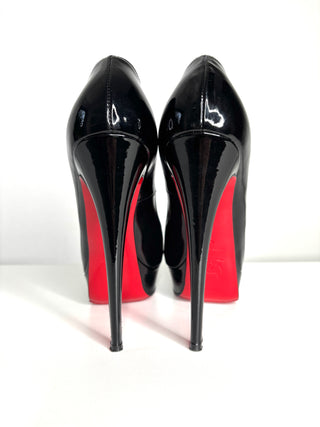 Christian Louboutin Lady Peep 150 Black Patent Platform Heels 38 UK5