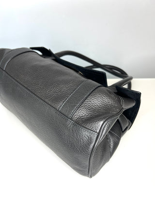 Mulberry Bayswater East West Dark Grey Pebbled Leather Handbag