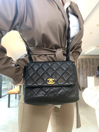 Vintage Chanel Black Quilted Leather Flap – Gold-Plated Hardware Cross-body Shoulder Bag
