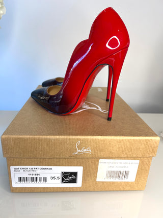 Christian Louboutin Hot Chick 120 Black/Red Dégradé Patent Leather Heels – Size 35.5 UK2.5