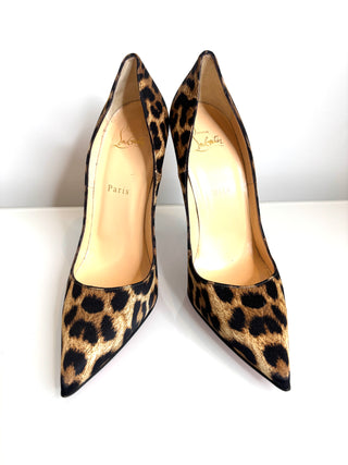 Christian Louboutin So Kate 120 Leopard Satin Heels 40 UK7