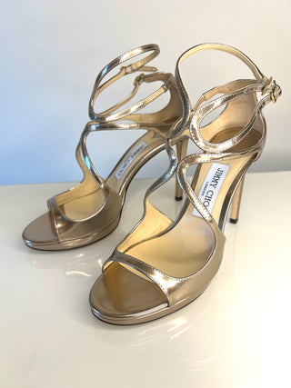 Jimmy Choo Lance 100 Ballet Pink Leather Sandals 37 UK4