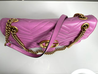 Gucci Marmont Medium Pink Matelasse Leather Shoulder Bag