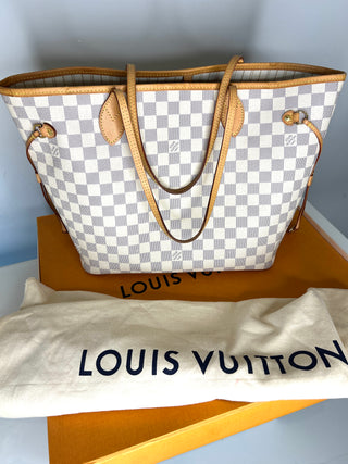 Louis Vuitton Preloved Neverfull MM Damier Azur Tote Bag