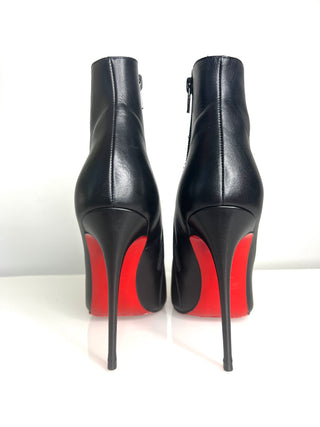 Christian Louboutin Calamijane Booty 120 Black Leather & Gold Metal Toe Ankle Boots – Size 37.5 / UK 4.5