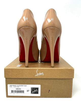 Christian Louboutin Nude Patent Peep Toe Heels