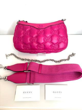 Gucci GG Matelasse Nylon/Leather Pink Crossbody/Shoulder Bag