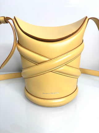 Alexander McQueen The Curve Cream Leather Bucket Shoulder Bag