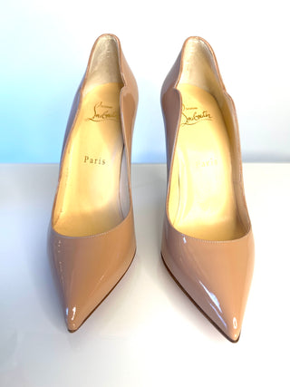 Christian Louboutin Hot Chick 100 Nude Patent Heels 37 UK4