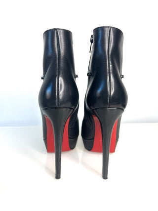 Christian Louboutin Armony 140 Black Leather Platform Heeled Boots – Size 36 / UK 3