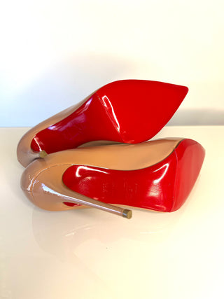 Christian Louboutin Kate 100mm Nude Patent Leather Heels – EU 38.5/ UK 5.5