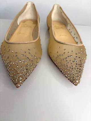 Christian Louboutin Follies Strass Crystal Ballet Flat Pumps 42 UK9