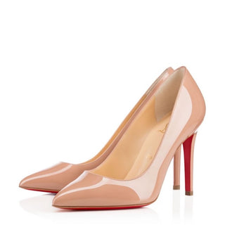 Christian Louboutin Pigalle 85 Nude Patent Leather Pump Heels 39.5 UK 6.5