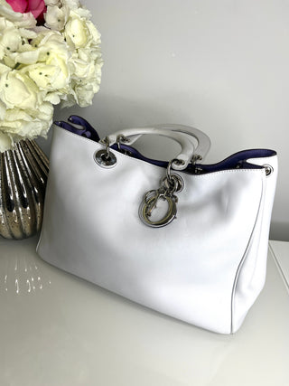 Christian Dior Pre-Loved 2011 White Leather Diorissimo Satchel Shoulder Bag