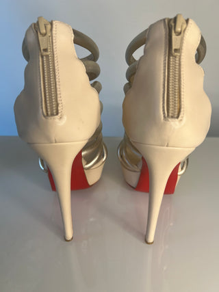Christian Louboutin Romaine Gladiator Gold Beige Platform Sandals  39 UK6