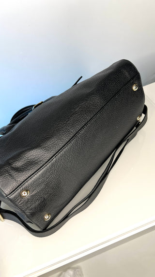 Jimmy Choo Rosalie Black Pebbled Leather Satchel Shoulder Bag