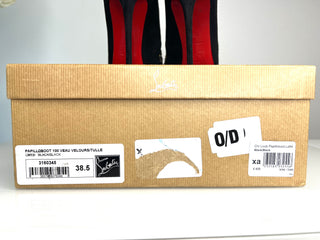 Christian Louboutin Papilloboot 100 Embellished Mesh and Suede Ankle Boots 38.5 UK5.5