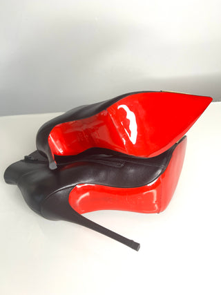 Christian Louboutin Calamijane Booty 120 Black Leather & Gold Metal Toe Ankle Boots – Size 37.5 / UK 4.5