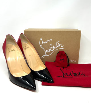 Christian Louboutin Kate 100 Black Red Degrade Patent Leather Pump Heels 41 UK 8