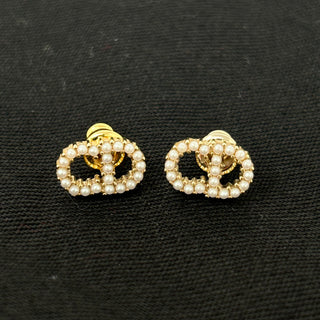 Dior Gold White Pearl Earrings