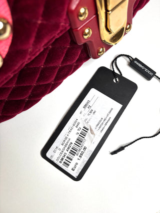 Dolce & Gabbana Lucia  Studded Burgundy Velvet Shoulder Bag