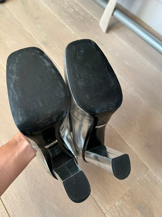 Gucci Horsebit Silver Leather Pumps Heels 39