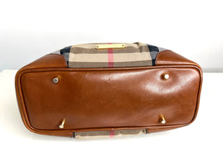 Burberry Preloved Canterbury Tote Classic Check and Brown Leather Handbag