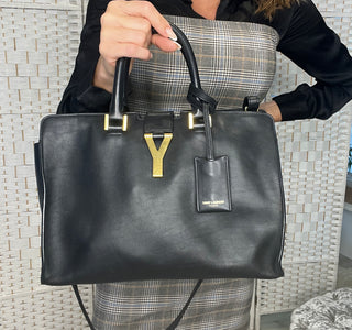 Yves Saint Laurent Small Cabas ChYc Black Leather Satchel Handbag