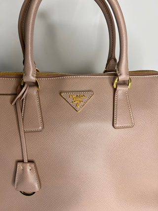 Prada Promenade Cammeo Blush Beige Saffiano Lux Leather Handbag