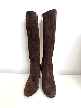 Gucci Tom Ford Brown Suede Double G Logo Knee Boots 35.5 UK2.5