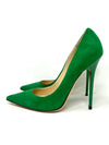 Jimmy Choo Green Suede Leather Pointed Toe Heels 