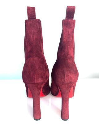 Christian Louboutin Me In The 90s 100 Burgundy Red Suede Ankle Boots – Size 40 / UK 7