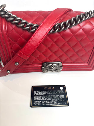 Chanel Medium Boy Bag Quilted Red Calfskin Shoulder Bag