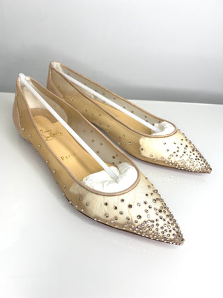 Christian Louboutin Follies Strass Crystal Ballet Flat Pumps 42 UK9