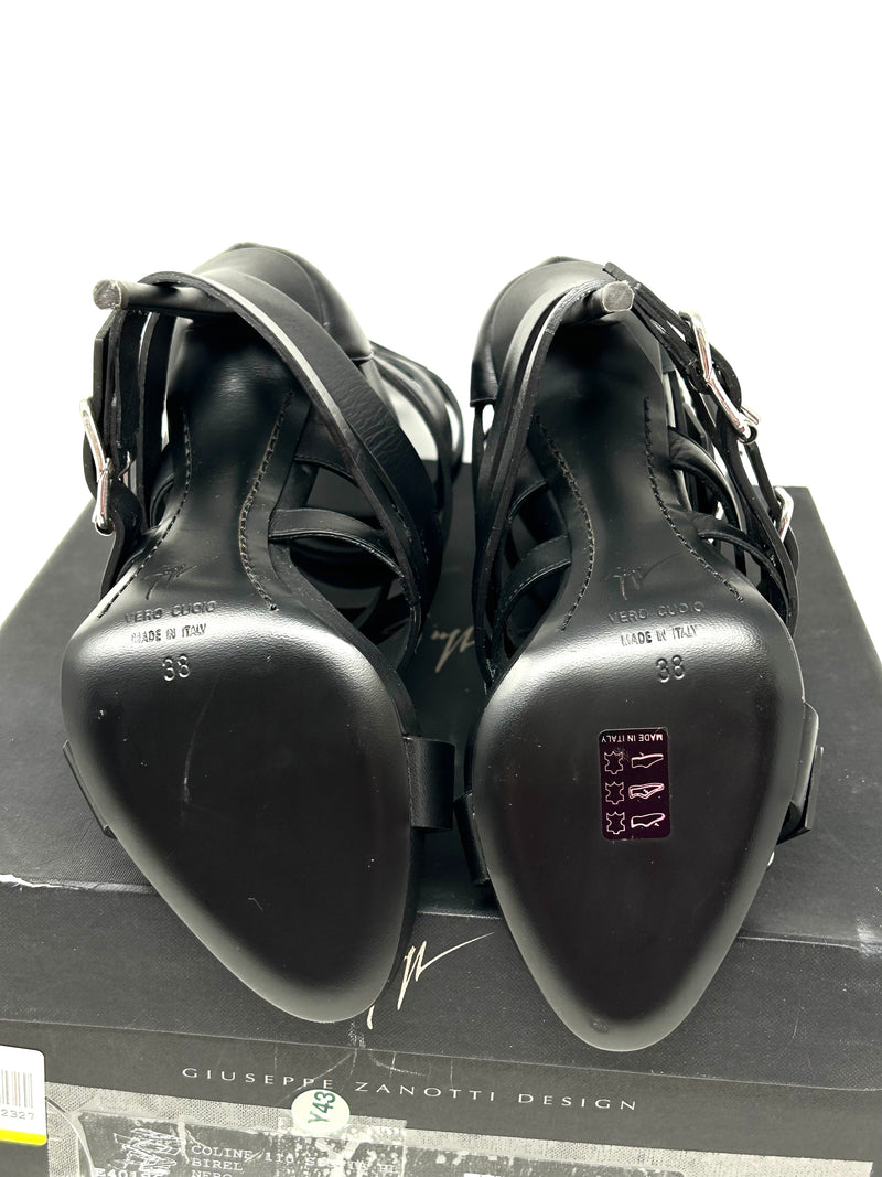 Giuseppe Zanotti Black Leather Gladiator Strap Heel Sandals 