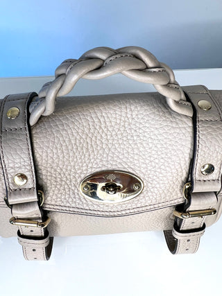 Mulberry Mini Alexa Cashmere Taupe Heavy Grain Leather Shoulder Bag